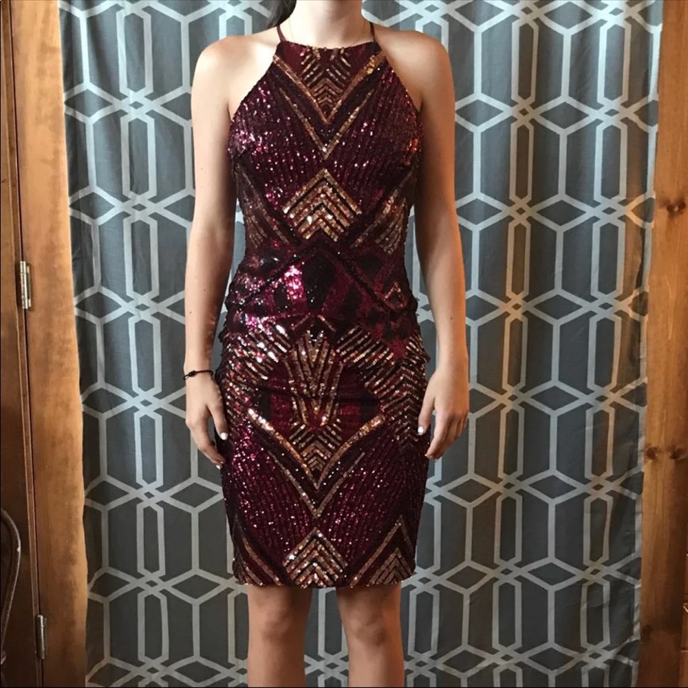 Maroon bling homecoming dress